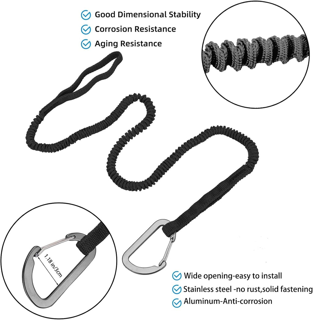 Kayak Paddle Leash Kayak Rod Leash, 3-7 ft Stretchable Strap Lanyard Rope for SUP,Kayak Fishing Accessories for Kayak and Paddles