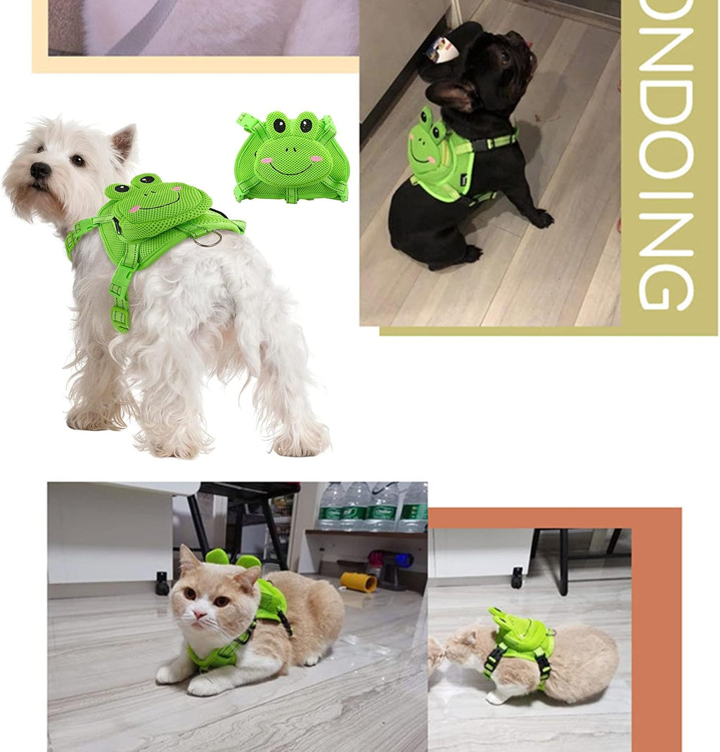 IDOMIK Dog Backpack Harness, No-Pull Dog Backpack with D-Ring,Frog,M