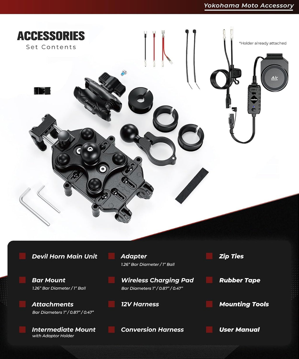 Kaedear Qi Wireless Charging Motorcycle Phone Mount, KDR-M26A