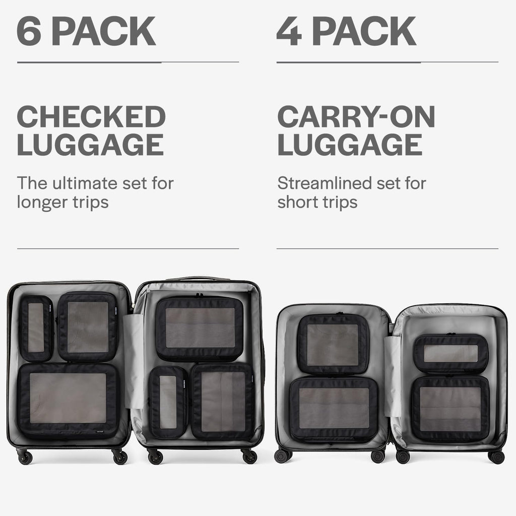 Aerotrunk Compression Packing Cubes for Travel, 6-Pack, Black