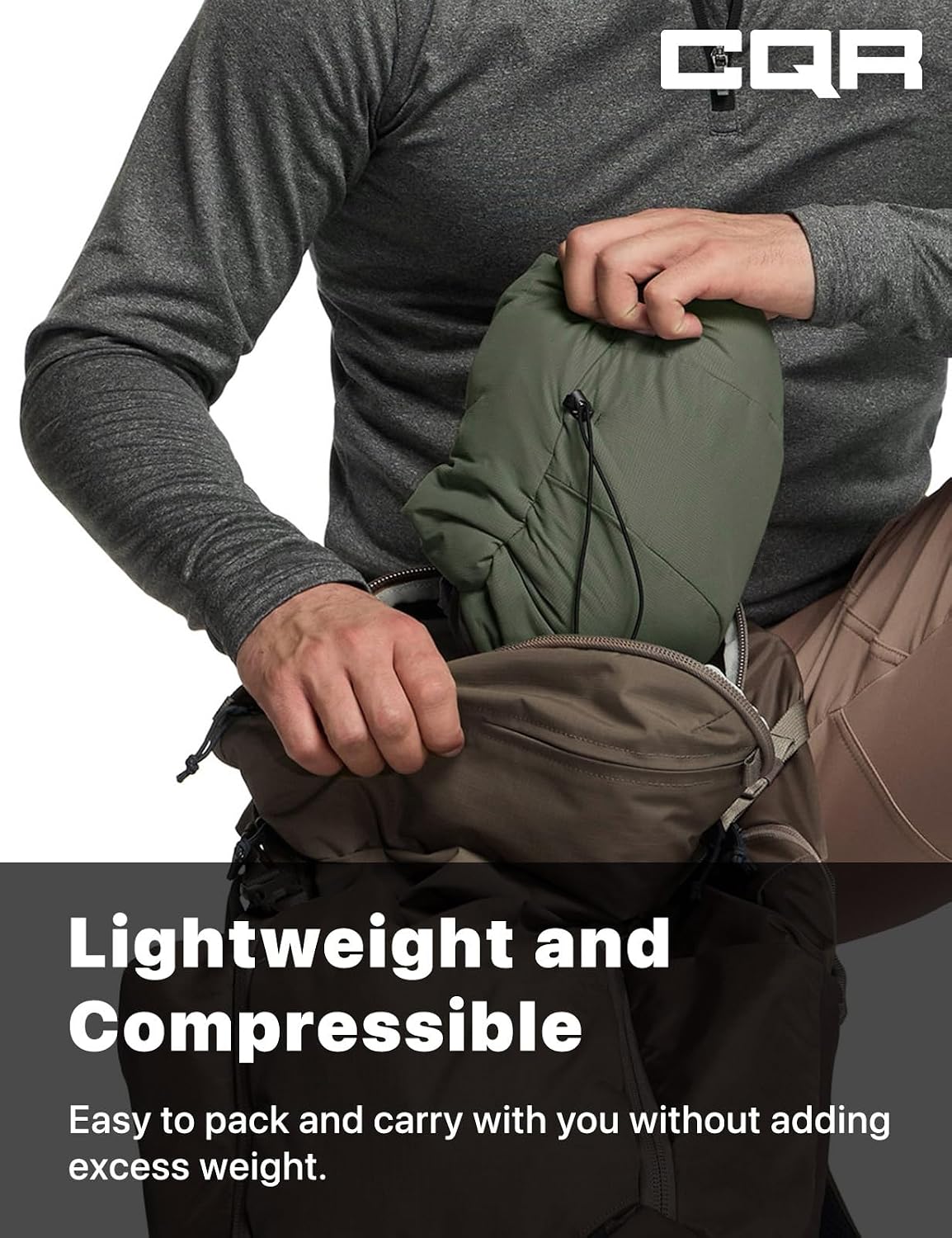 CQR Men's Lightweight Warm Insulated Jacket, Windproof Water Resistant Winter Active Coat for Hiking Work Outdoor Tactical