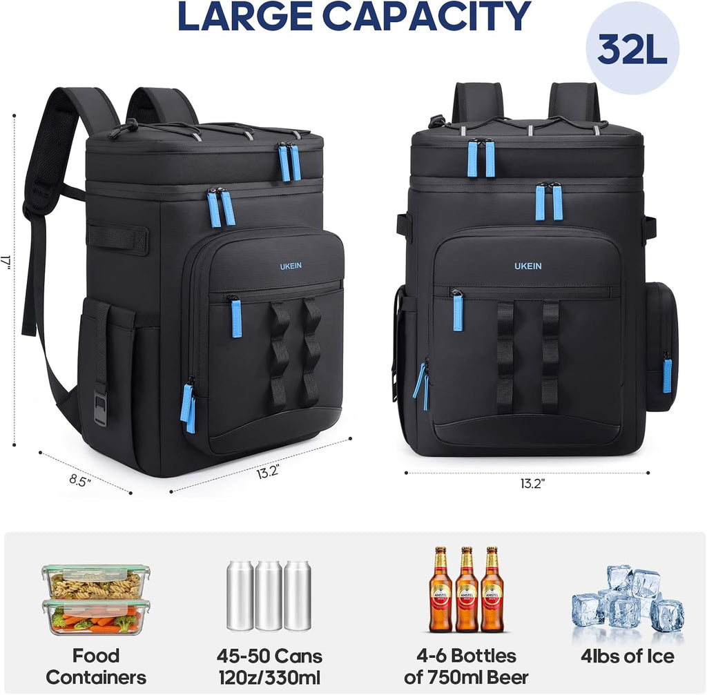 Backpack Cooler Insulated Leakproof 50Cans Lunch Ice Chest Bag Double Deck