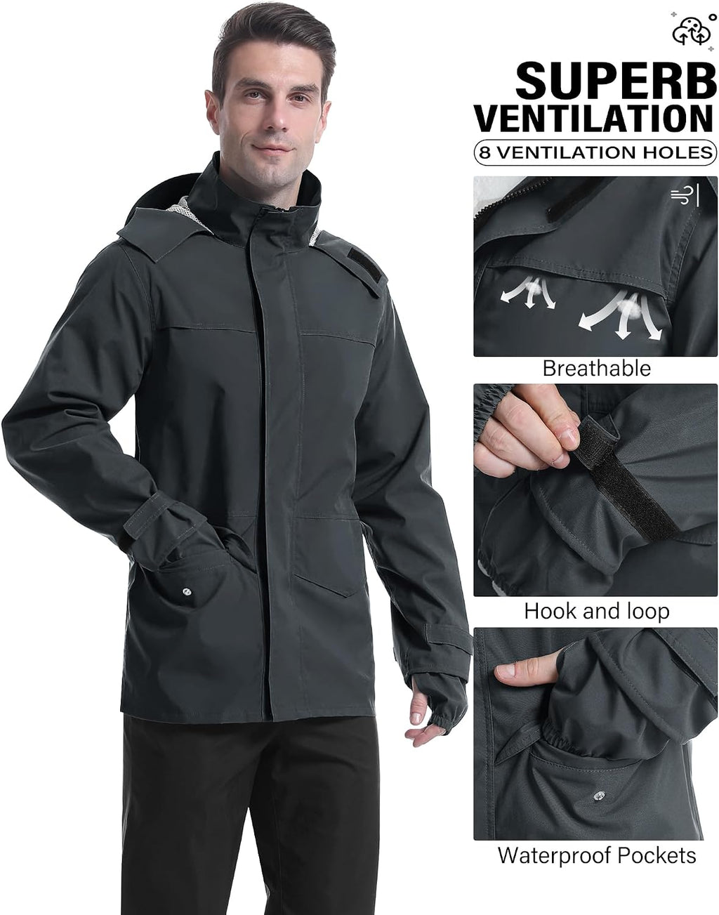 iCreek Rain Suit Waterproof Breathable Lightweight 2-Piece Rain Gear Unisex