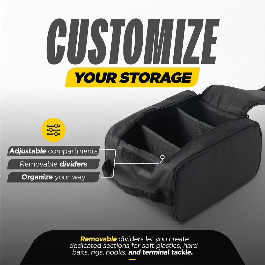 Beyond Braid Bait Commander Fishing Bait Bag - Crush-Resistant Soft Plastic Bait Storage with Removable Dividers - Soft Bait Organizer for Bass, Saltwater and Freshwater - Water-Resistant Tackle Bag