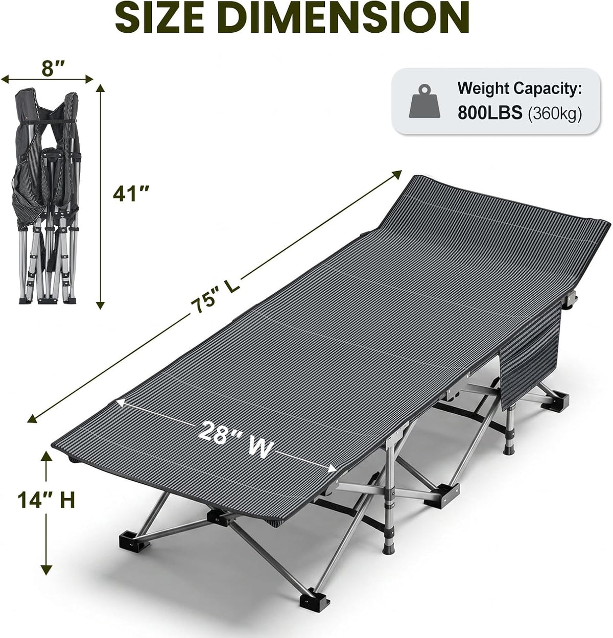 DoCred Folding Camping Cot with Mattress, 2 Pack Heavy Duty Folding Cot