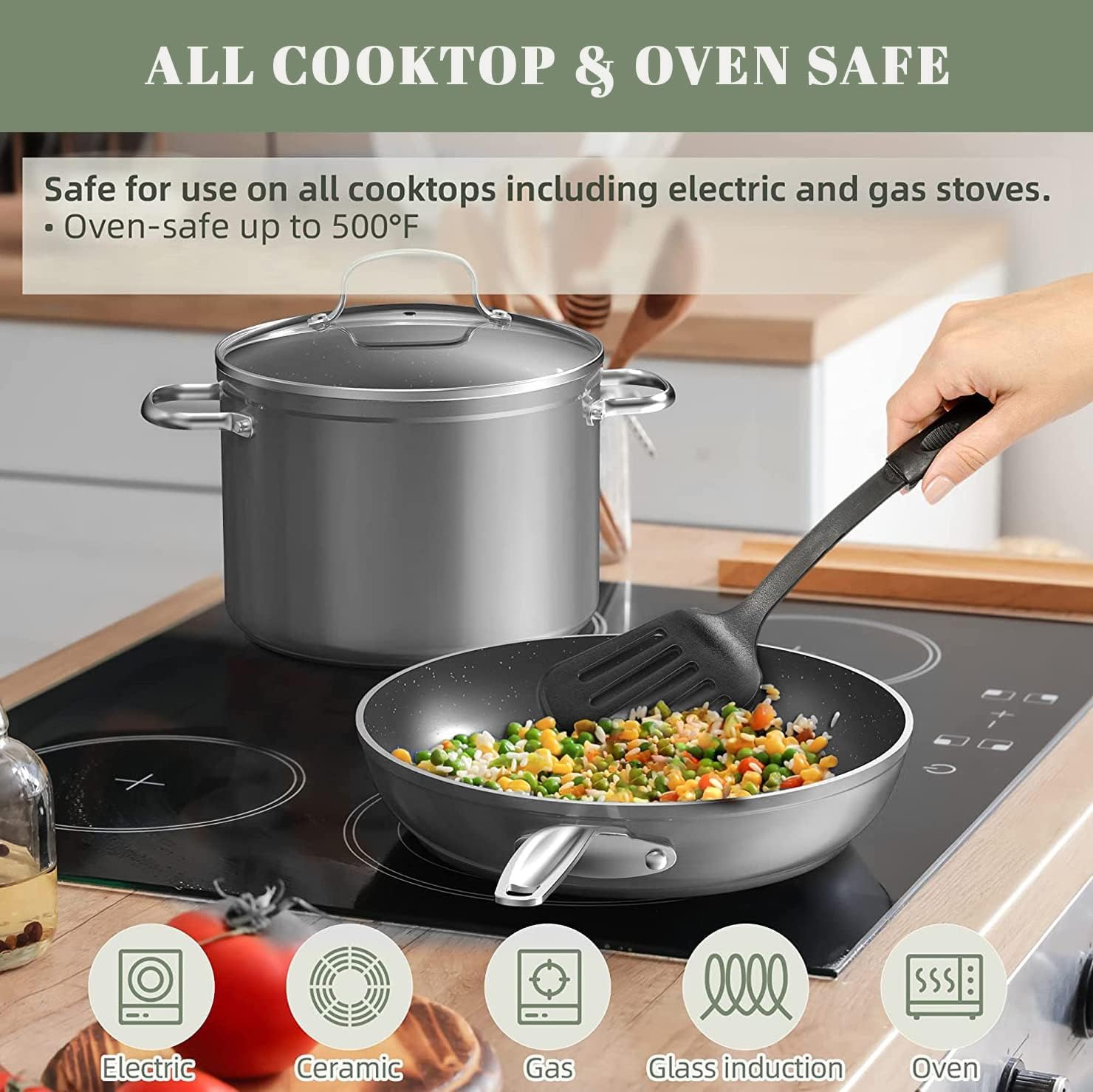 Nuwave Healthy Duralon Blue Ceramic Nonstick Coated 9pc Cookware Set