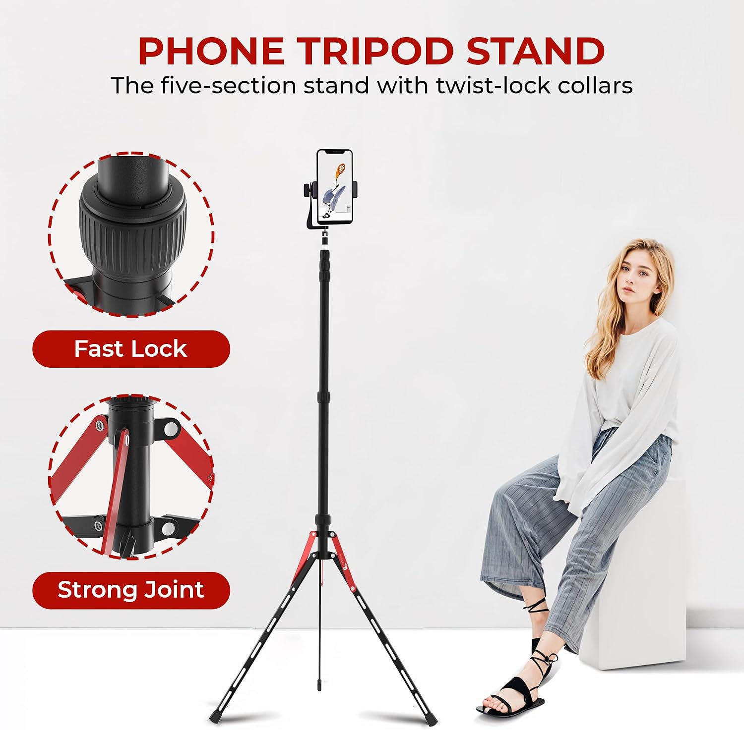 REFLEX CAMERA Aluminum Travel Light Stand 7ft 3" - 88" - Lightweight, Compact & Portable 3/8" 1/4" Screw, Photography & Lighting Light Stand for Photography, Flashguns, Softboxes & Background Lighting