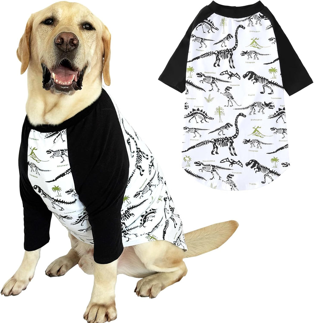 Dog T Shirts Cotton Dinosaur Pattern Prints Shirt Pajamas Pets Breathable Stretchy Clothes for Extra Large Dogs (3XL,Pink Dinosaur)