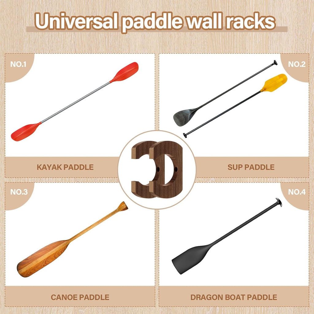 DaisyInner Wooden Kayak Paddle Holder Rack Wall Mount Canoe Oar Hanger Paddle Storage and Display Rack for SUP Dragon Boat Paddles Garage Boat House Home Decor
