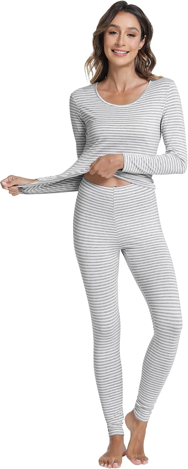 WiWi Soft Underwear for Women Thermal Long Johns Sets Super Warm Base Layer Top Pants Pajamas Set Viscose from Bamboo S-3X