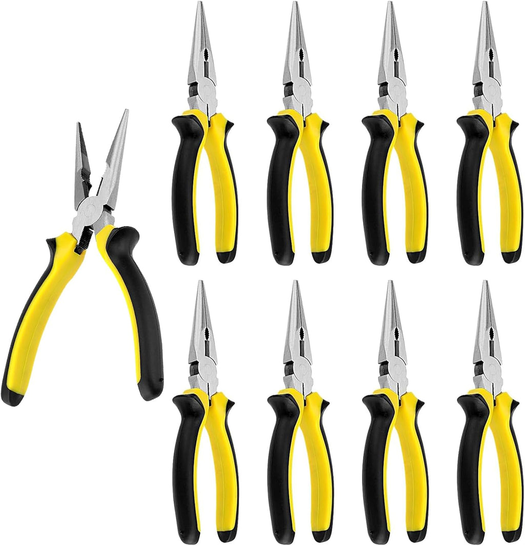 12 PCS 6 Inch Needle Nose Pliers Set, Long Nose Pliers with Wire Cutter, Mini Jewelry Needle Nose Pliers for Cutting Bending Wire Handmade Craft