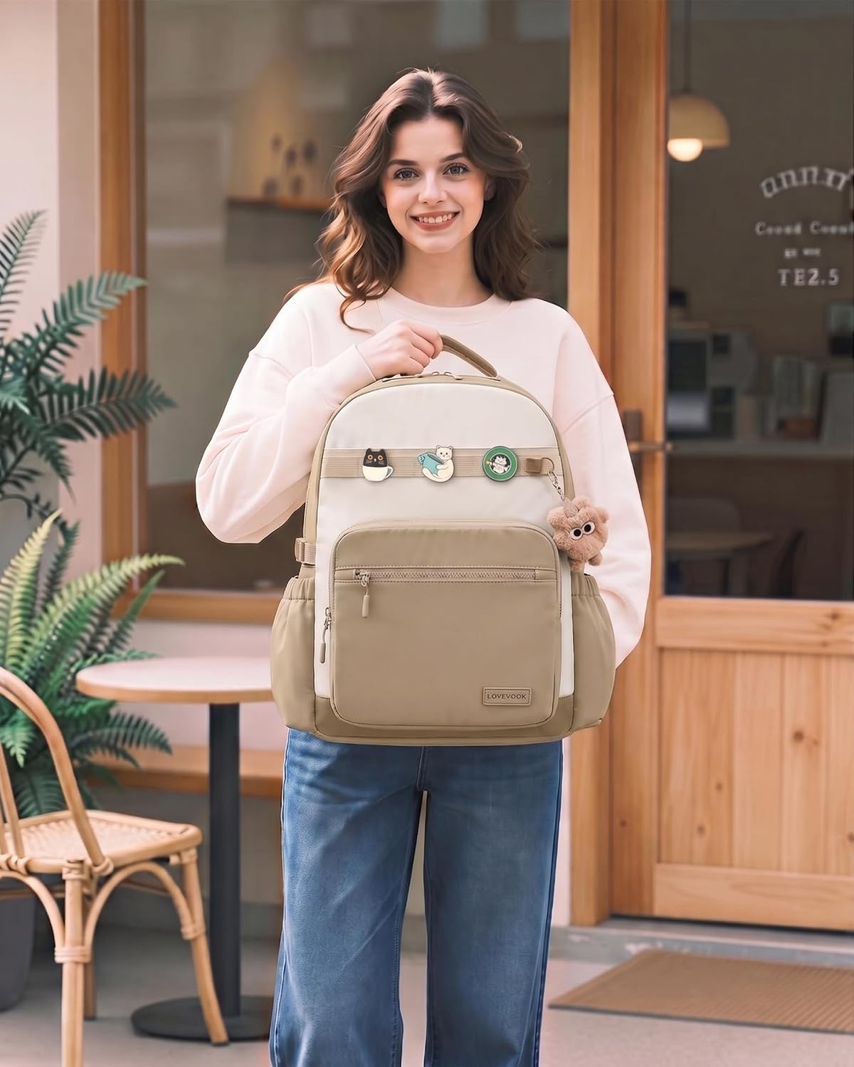 LOVEVOOK Laptop Backpack for Women Work Teacher with Tumbler Holder