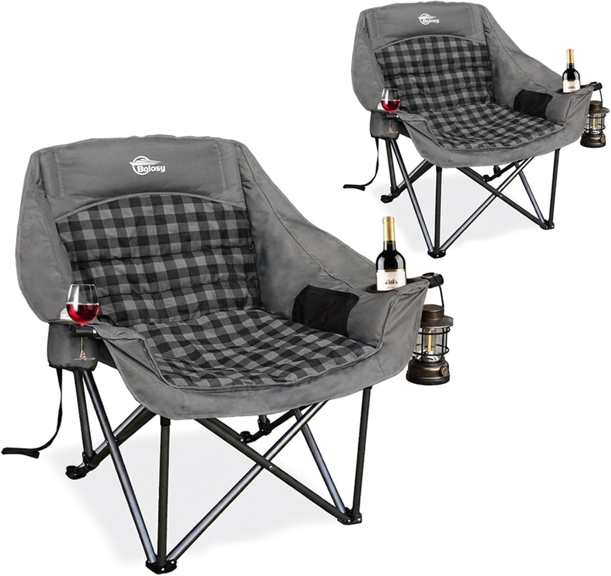 2 Pack Oversized Camping Chairs for Adults Heavy Duty Outdoor Camp Chair
