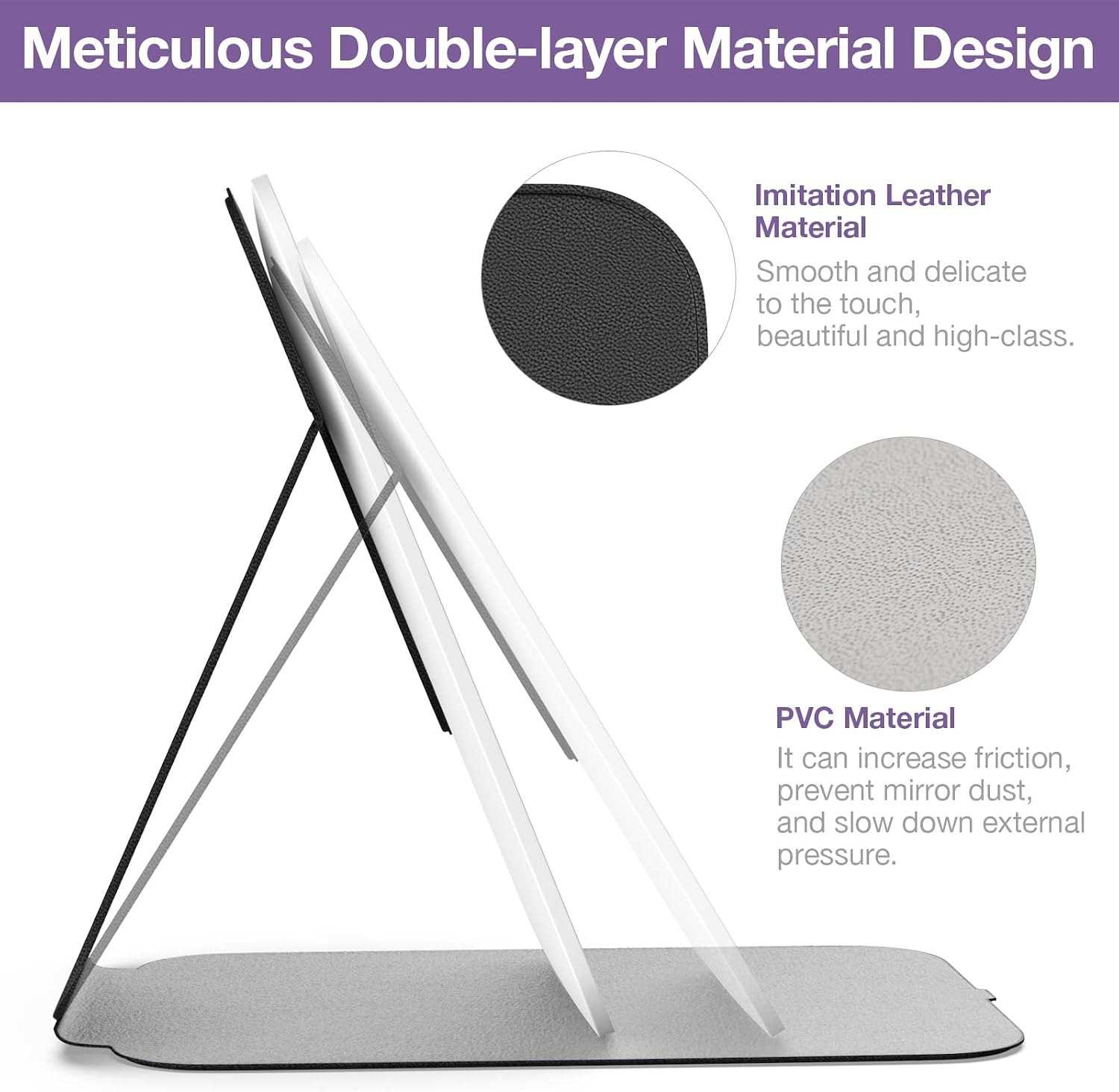 Kintion Travel Makeup Mirror, Portable LED Lighted Folding Mirror (Black)