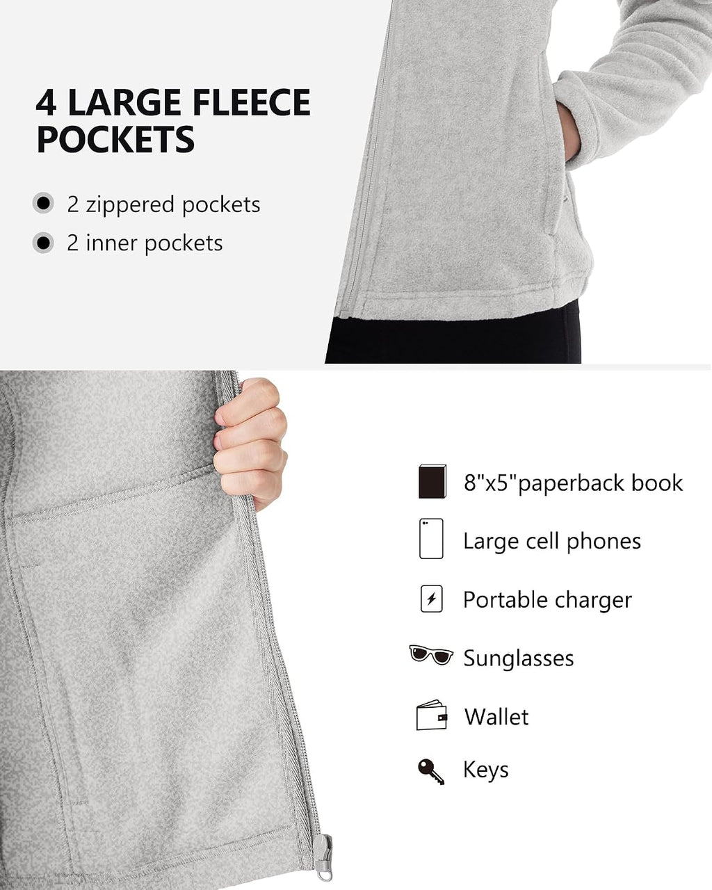 Outdoor Ventures Women's Lightweight Warm Polar Fleece Jacket Zip Up