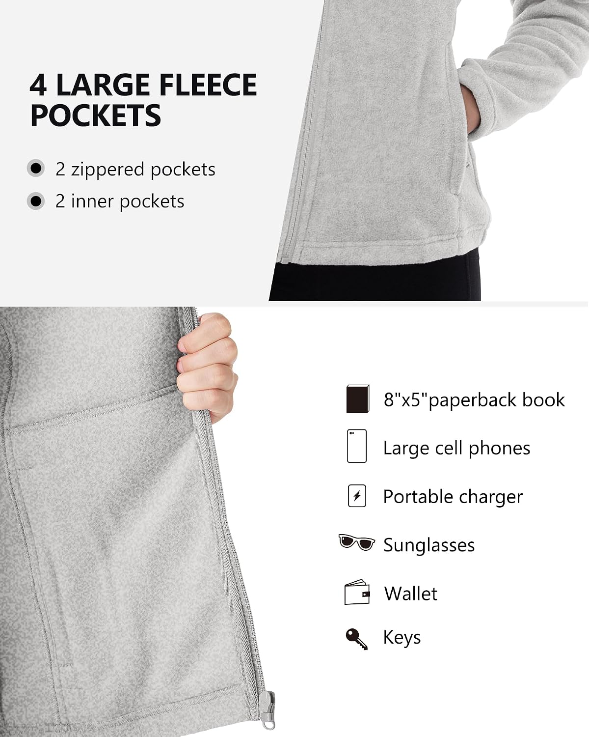 Outdoor Ventures Women's Lightweight Warm Polar Fleece Jacket Zip Up