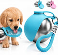 Portable Dog Water Bottle with Bowl, 10oz Stainless Steel, Leakproof