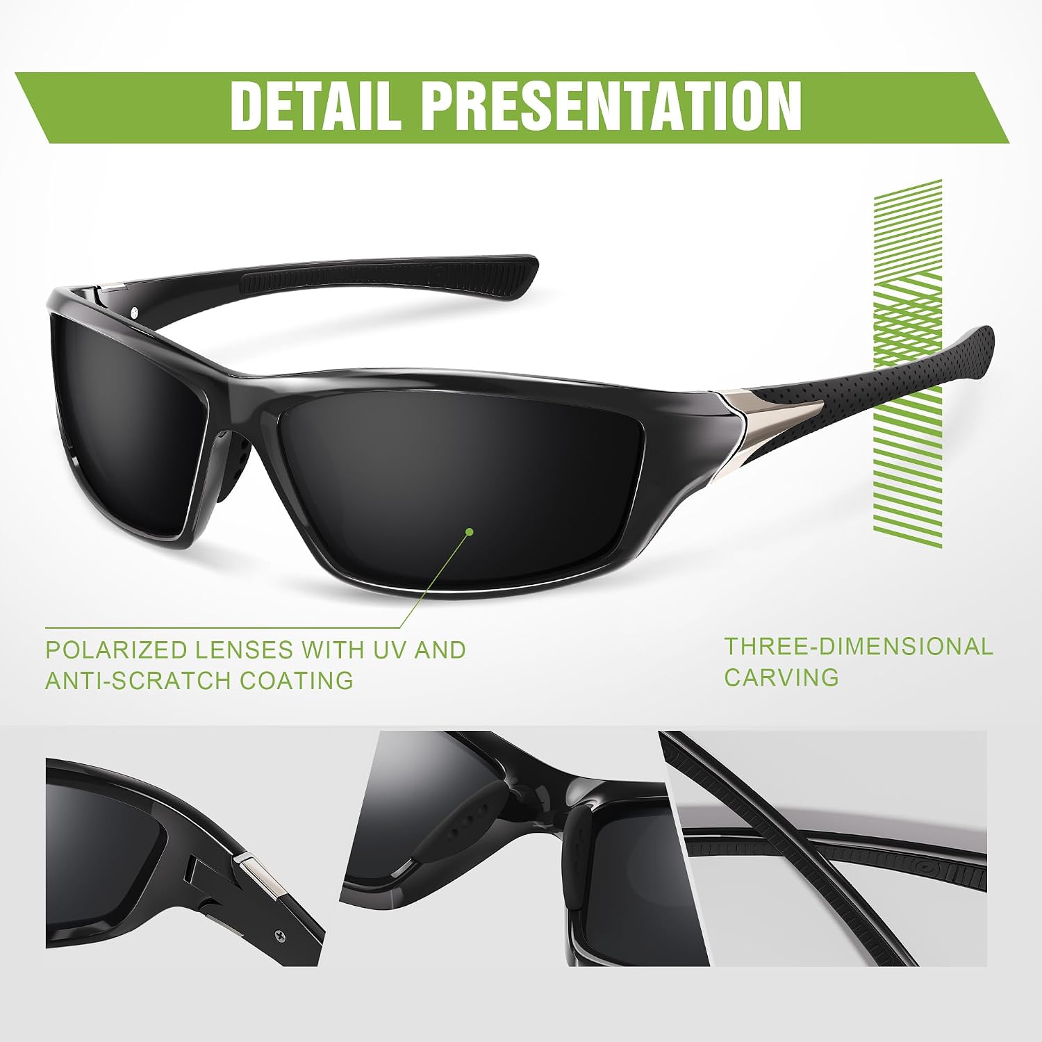 Polarized Sports Wrap Around Sunglasses Men Fishing Running Golf
