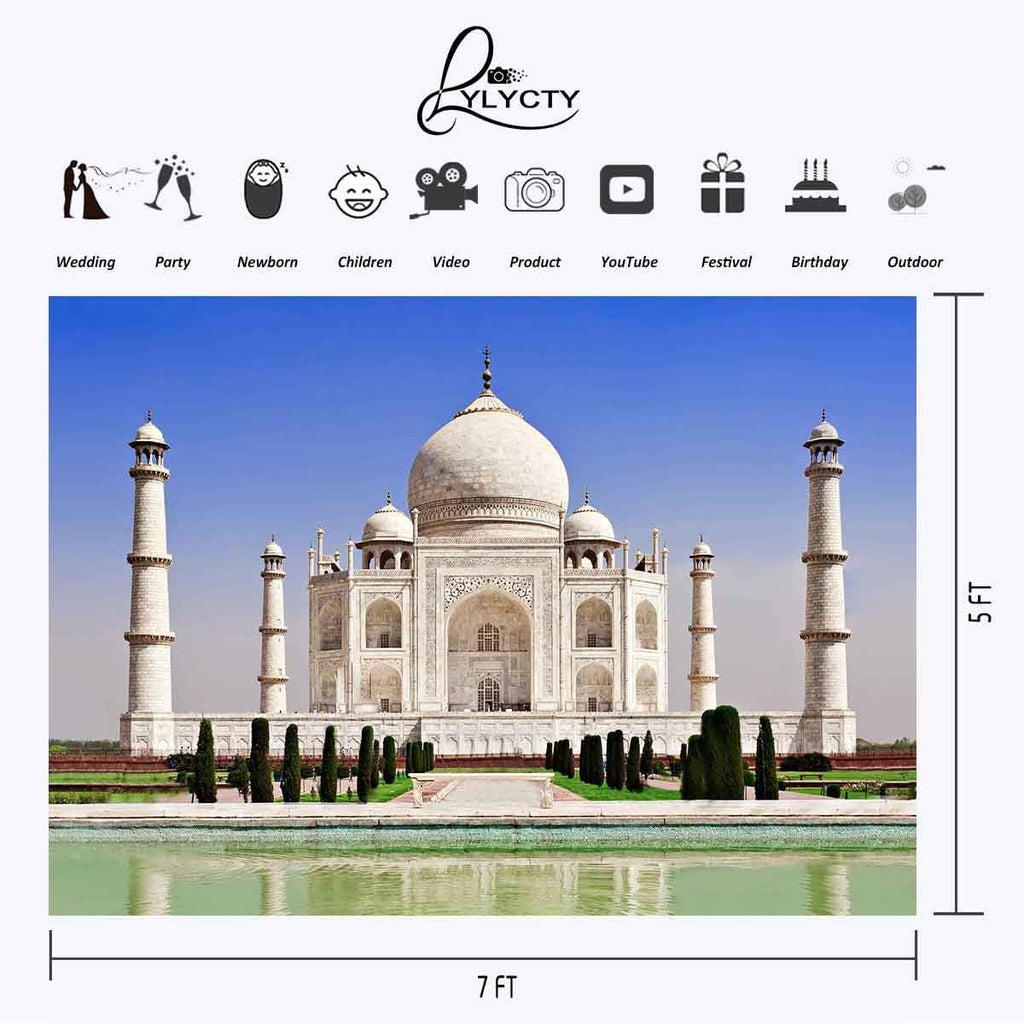 Taj Mahal India Landmark Building Photography Backdrop, 7x5ft