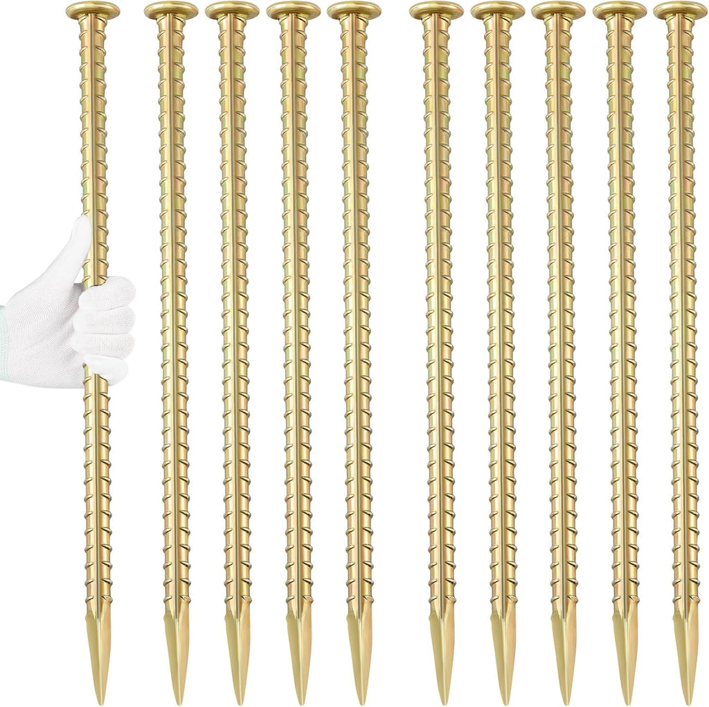 Besitu 16 Inch Rebar Stakes 1/2 Inch Diameter Galvanized Steel Ground Anchors Heavy Duty Anchoring Spikes for Speed Bump, Parking Curb and Tent (10 Pack)