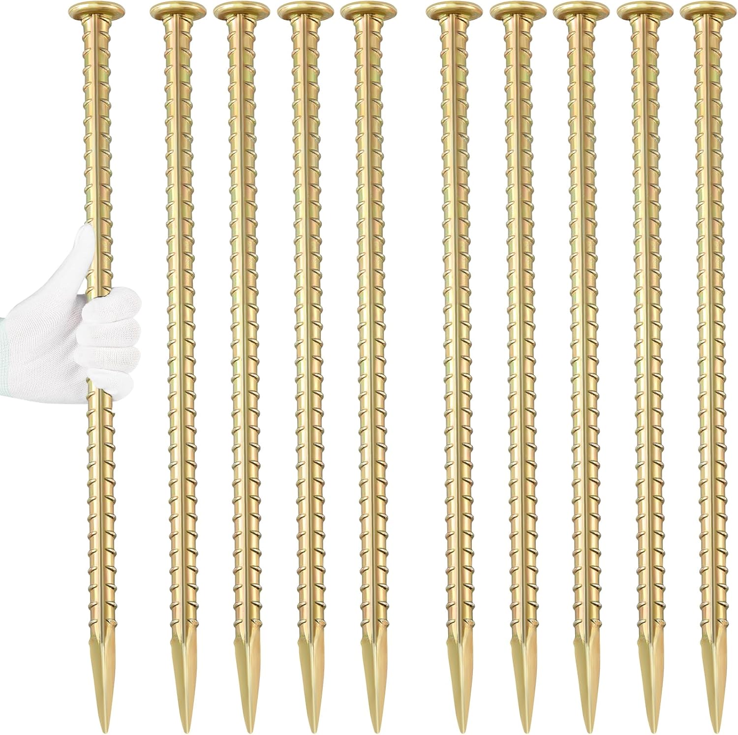 Besitu 16 Inch Rebar Stakes 1/2 Inch Diameter Galvanized Steel Ground Anchors Heavy Duty Anchoring Spikes for Speed Bump, Parking Curb and Tent (10 Pack)