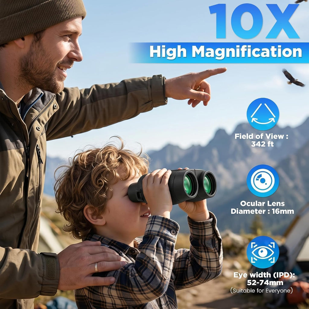 10x25 Compact Binoculars for Adults and Kids High Powered