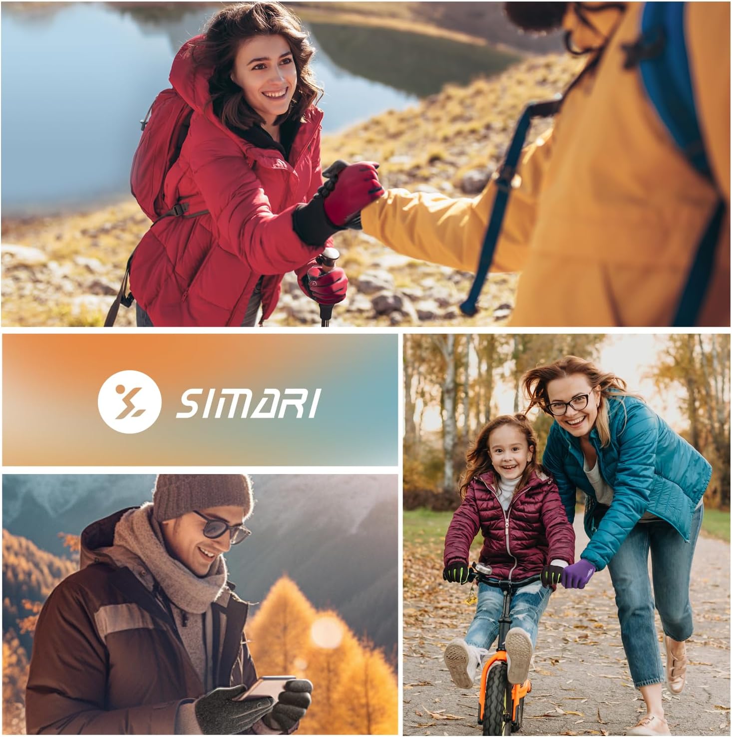 SIMARI Winter Gloves for Women Men - Cold Weather Thermal Touch Screen Ski Snow Glove Liners, Non-Slip Palm & Warm Fleece Lined, for Running Cycling Driving Hiking Walking Sports Outdoor Texting Work