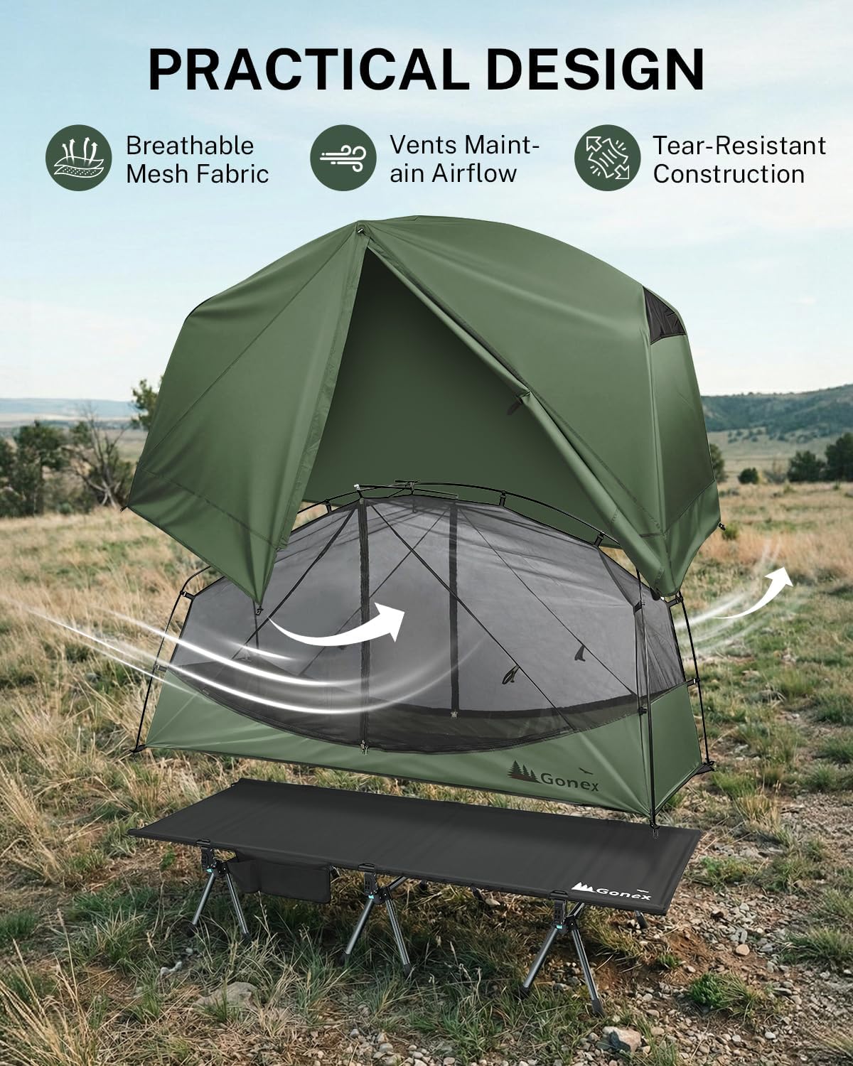 Gonex 31.5" Wide Camping Tent Cot 1 Person Folding Off-Ground Cot