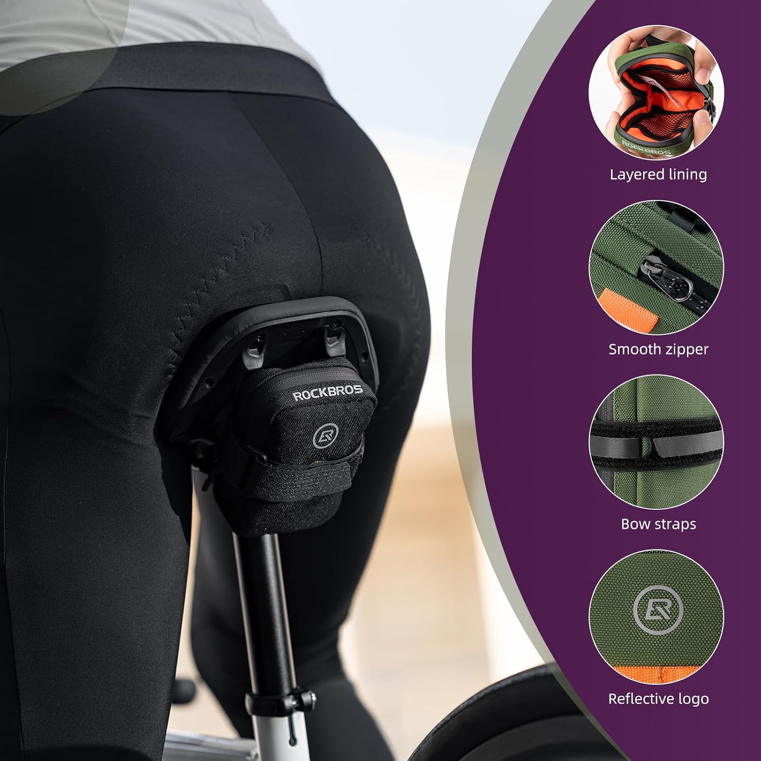 ROCKBROS Bike Saddle Bag, 0.35L Compact Under Seat Bag for Road Bikes