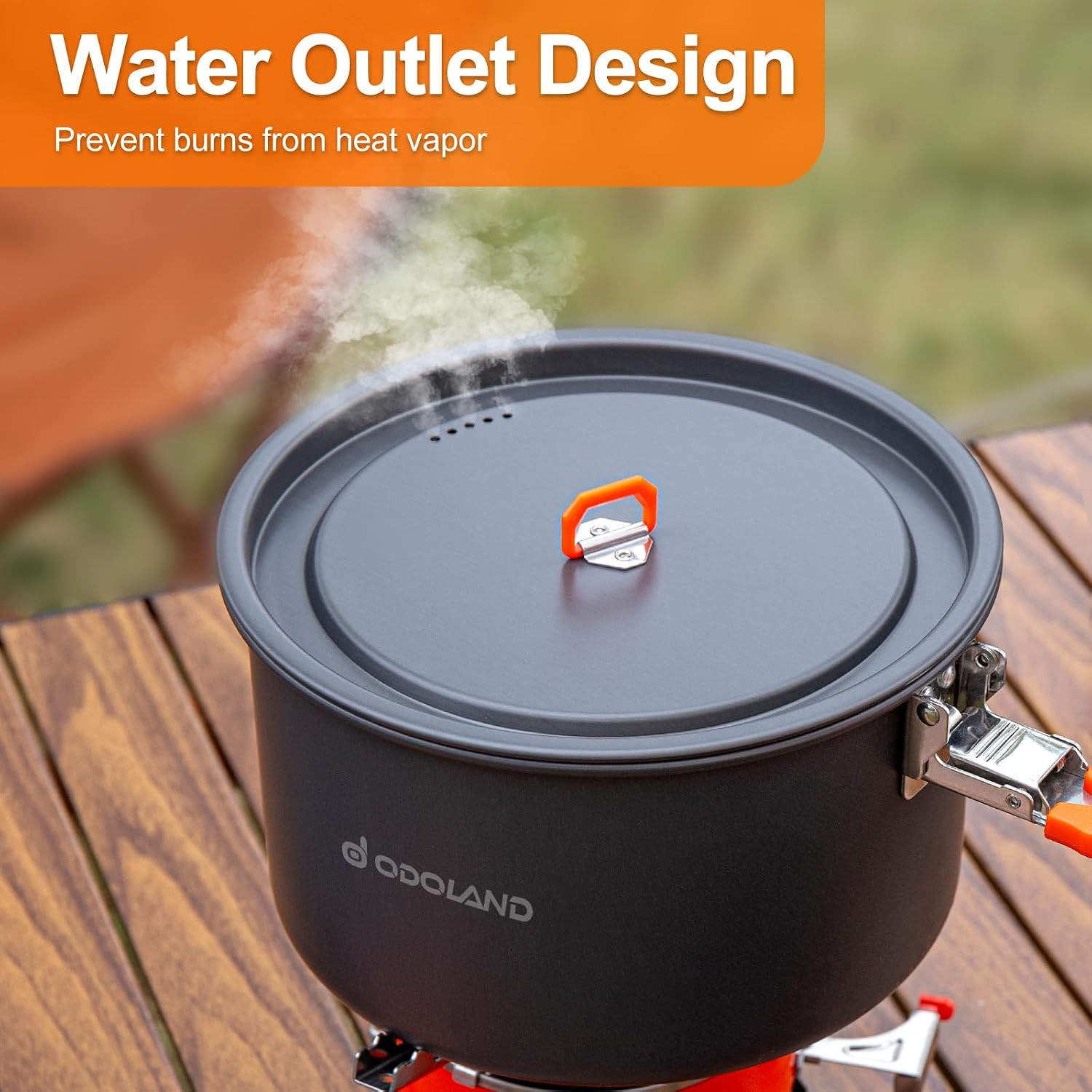 Odoland 15pcs Camping Cookware Mess Kit, Lightweight Pot Fry Pan Set