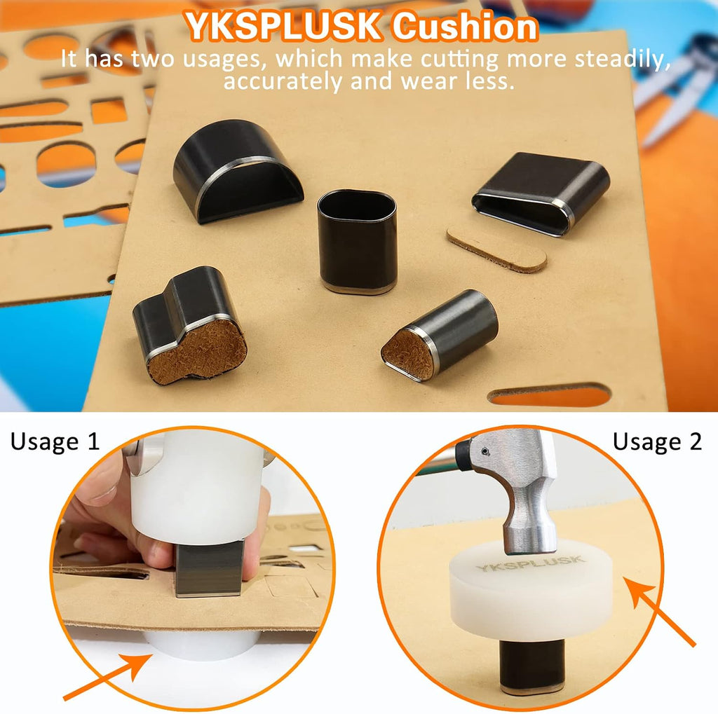 56 Pieces Leather Hole Punch Set, Leather Cutting Dies Kit with Storage Case & Mat, Multiple Shapes Hole Punch Tool for Belts, Hollow Punch Cutter Tool for Handmade DIY Crafts