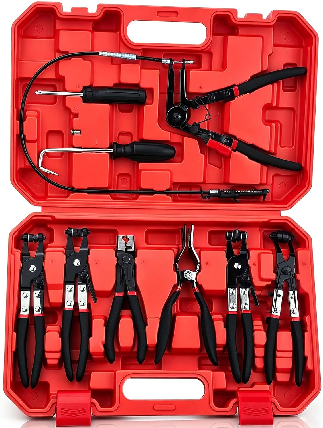 9pc Hose Clamp Pliers - Swivel Jaw and Flat Band for Radiator Hoses