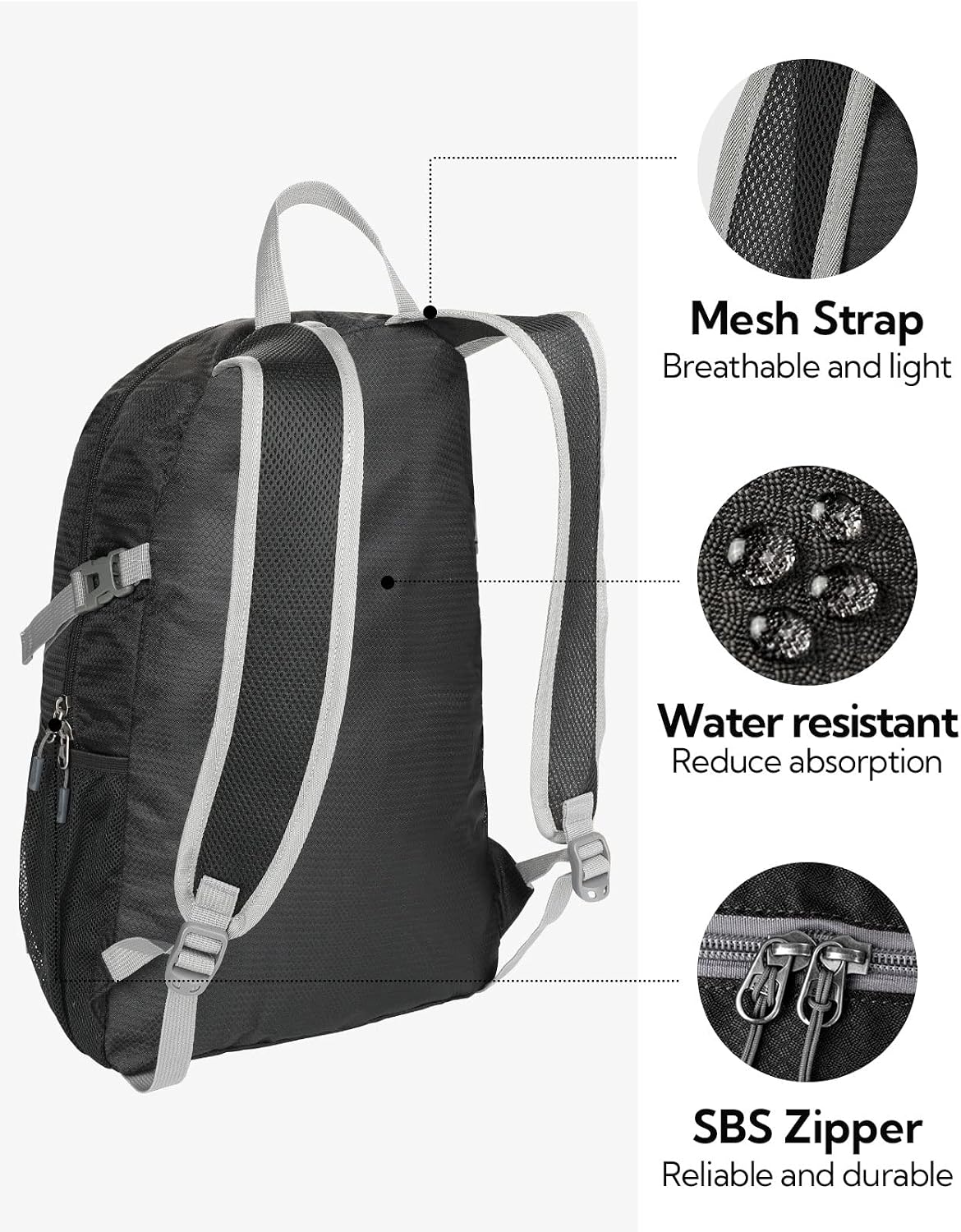 WATERFLY Small Lightweight Packable Backpack: 20l Hiking Daypack Man Woman