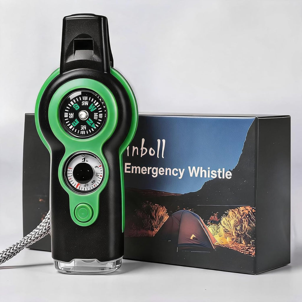 Emergency Survival Function Whistle, Outdoor Multifunctional Tool Safety Whistle with Lanyard, Ideal for Kayaking, Boating, Hiking, Camping, Climbing, Hunting, Fishing, Rescue Signaling