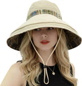 Wide Brim Sun Hat for Women Reversible Beach Hats Metal Wired Edge Gardening Hats, UPF 50+ Bucket Summer Hat