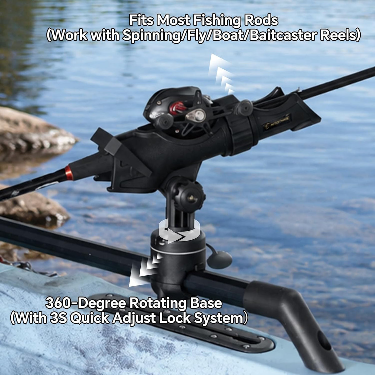 HITORHIKE Hobie H-Rail Fishing Rod Holder for Boat and Kayak, Compatible with Kayak Fishing Accessories