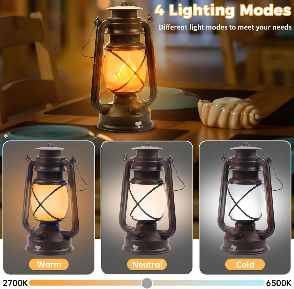 2 Pack Bronze Vintage 4 Modes Rechargeable Lanterns with Remote Control