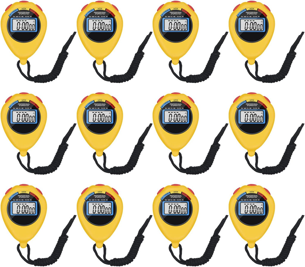 Pgzsy 6 Pack Multi-Function Electronic Digital Sport Stopwatch Timer, Large Display with Date Time and Alarm Function,Suitable for Sports Coaches Fitness Coaches and Referees