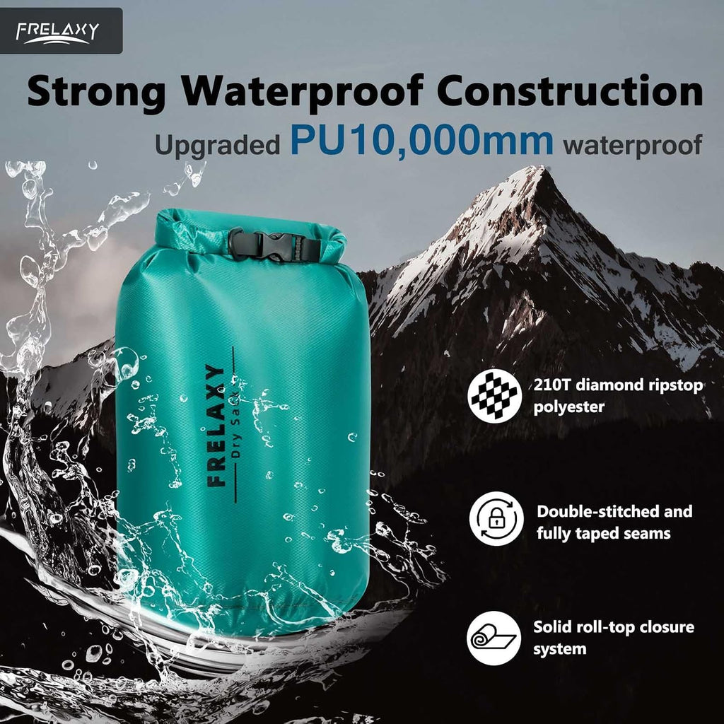 Frelaxy Waterproof Dry Bag 2 Pack, Lightweight Ripstop Dry Sack Set