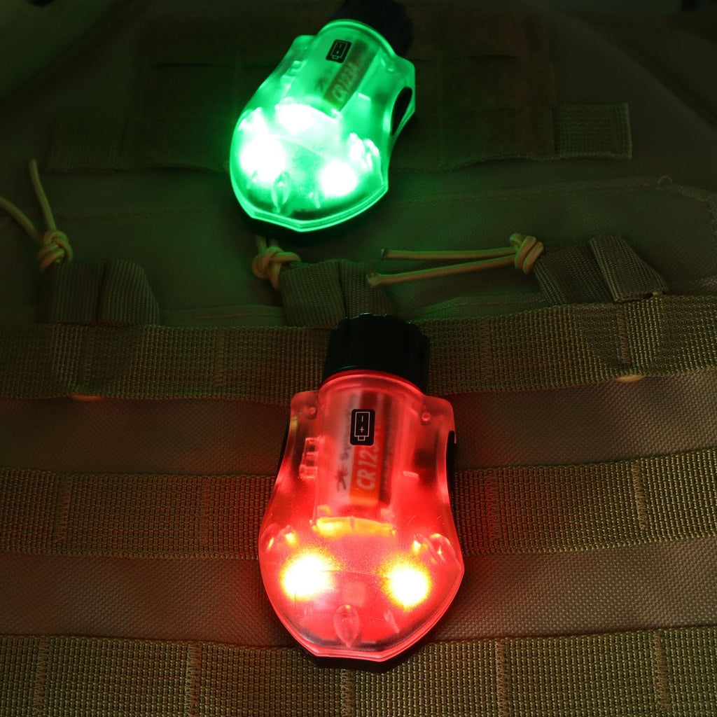 Tactical Helmet Light IR Strobe Military Identification Light with LED Visible Light Constant-on & Strobe Survival Signal Light (Black-Red)