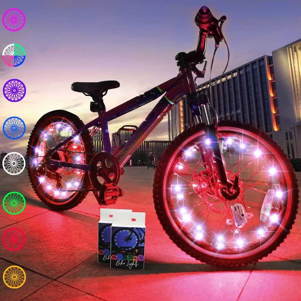 TINANA 2 Tire Pack LED Bike Wheel Lights Ultra Bright Waterproof Bicycle Spoke Lights Cycling Decoration Safety Warning Tire Strip Light for Kids Adults Night Riding