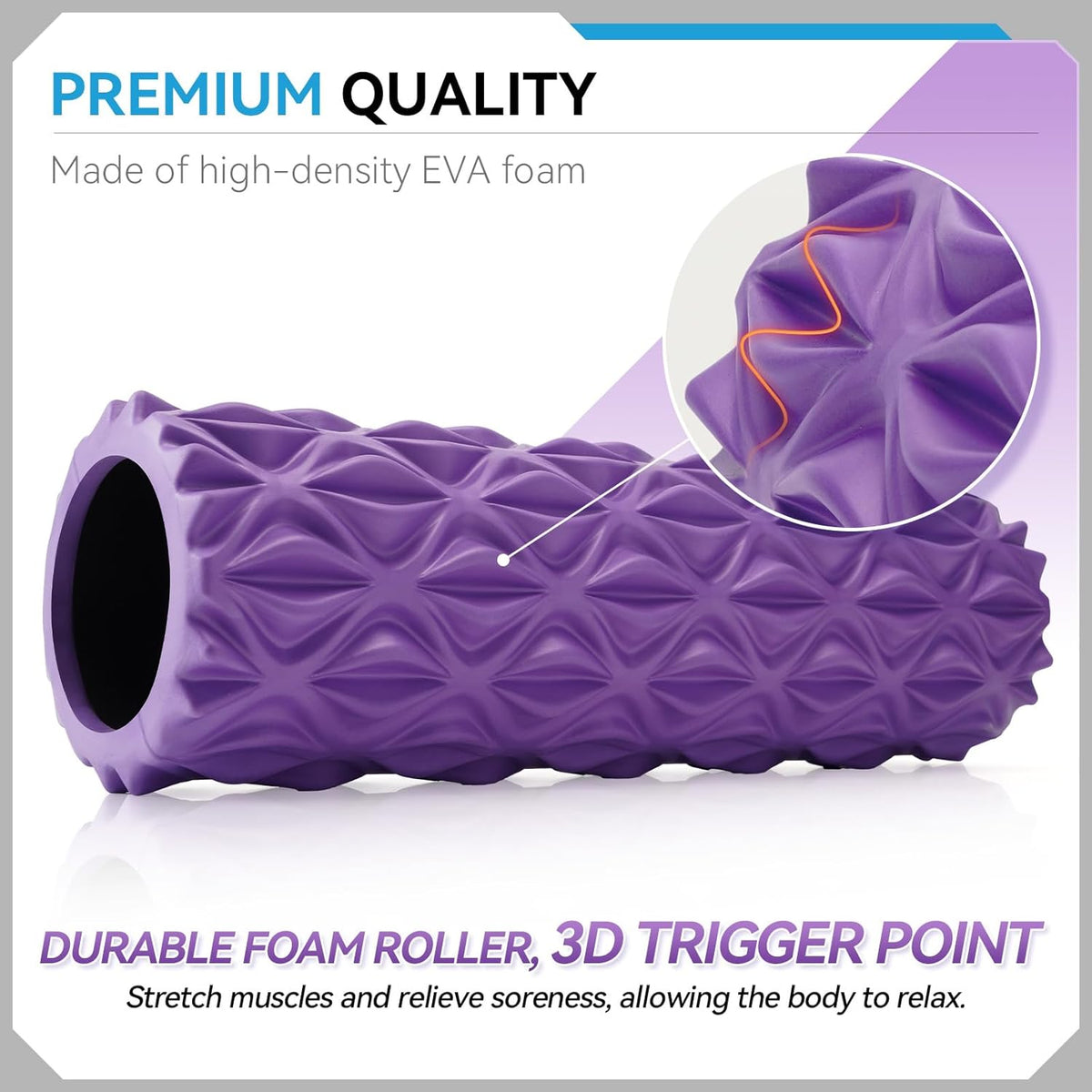 Foam Roller, 15 inch High Density Massage Roller for Exercise