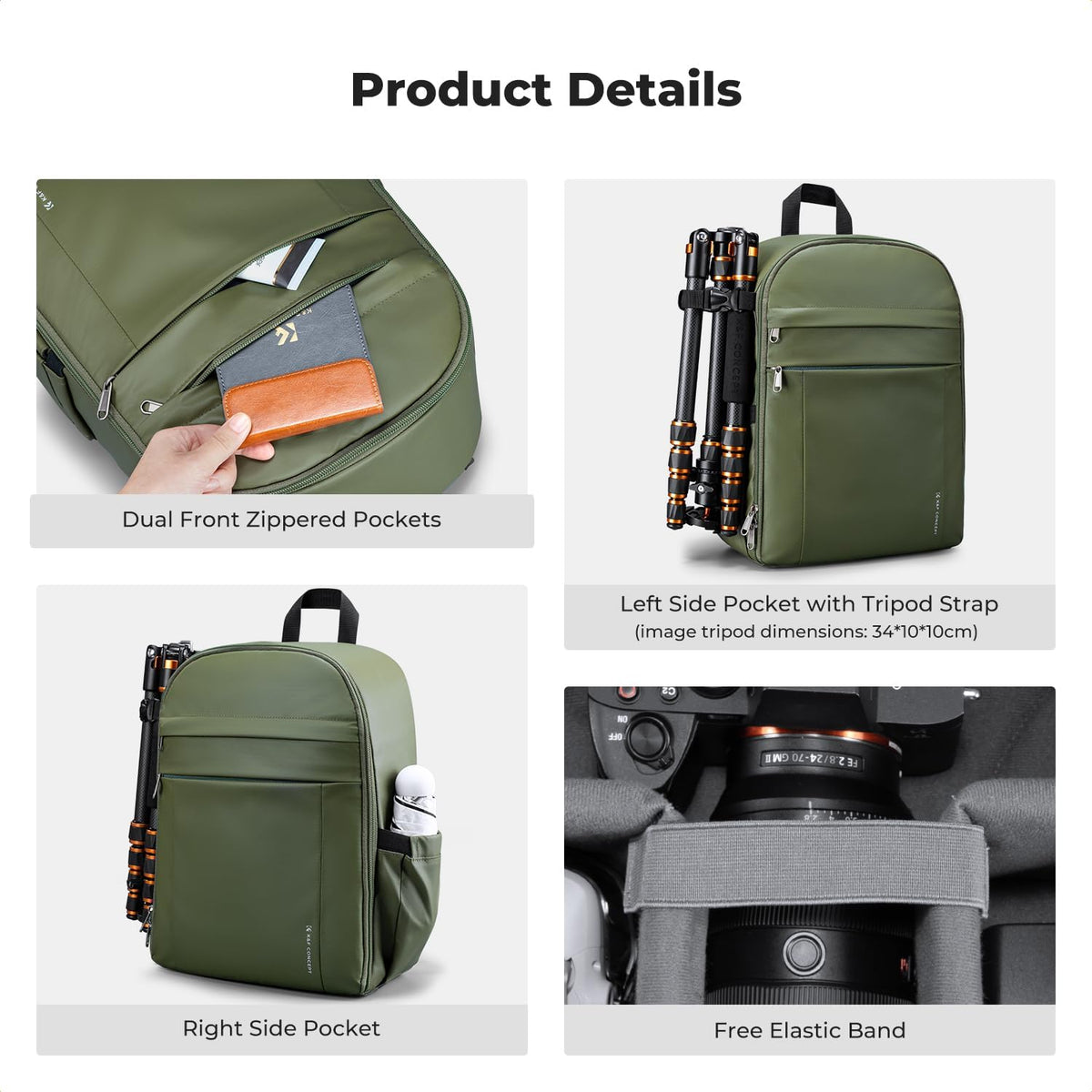 K&F CONCEPT Camera Backpack, DSLR/SLR/Mirrorless Photography Camera Bag