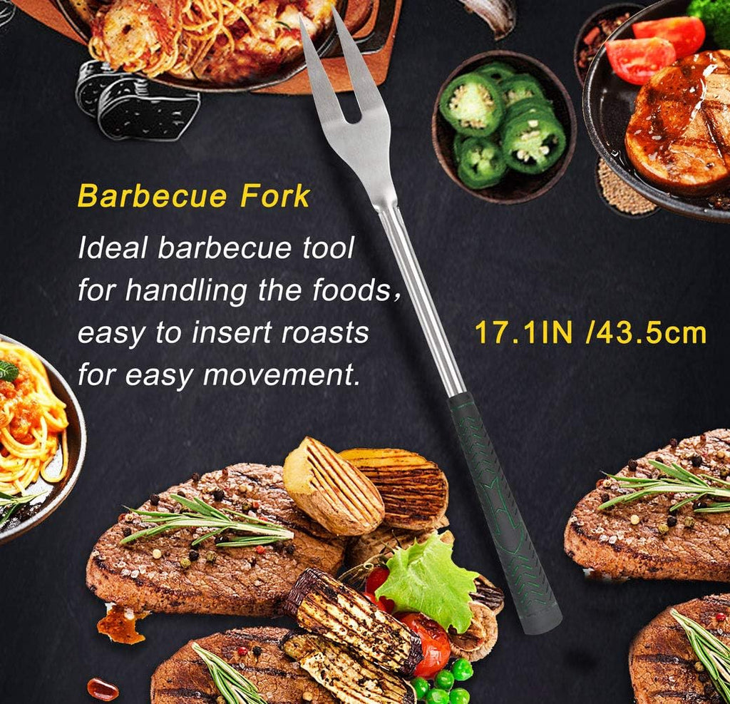 POLIGO 7PCS Golf-Club Style BBQ Tool Set Grilling Tools with Rubber Handle - Stainless Steel Grill Accessories for Outdoor Grill Set Premium Grill Utensils Set Fathers Day Birthday Gifts for Men Green