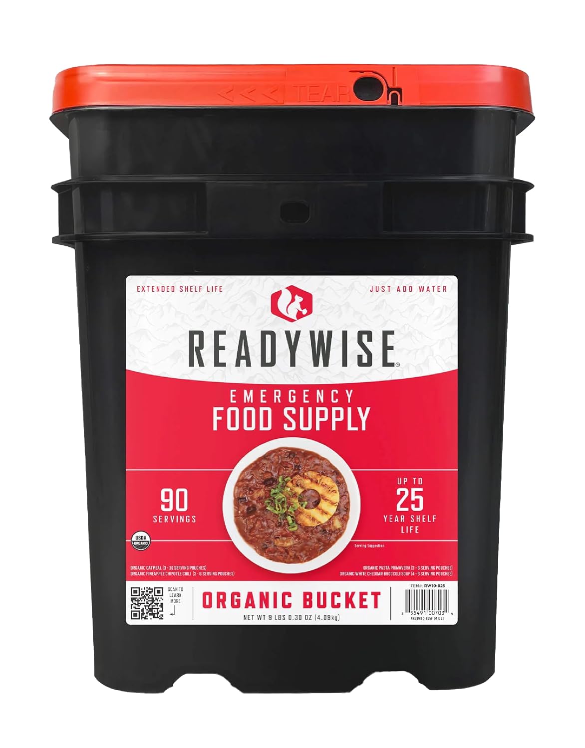 READYWISE Emergency Food Survival Supply 90 Servings, Organic Bucket