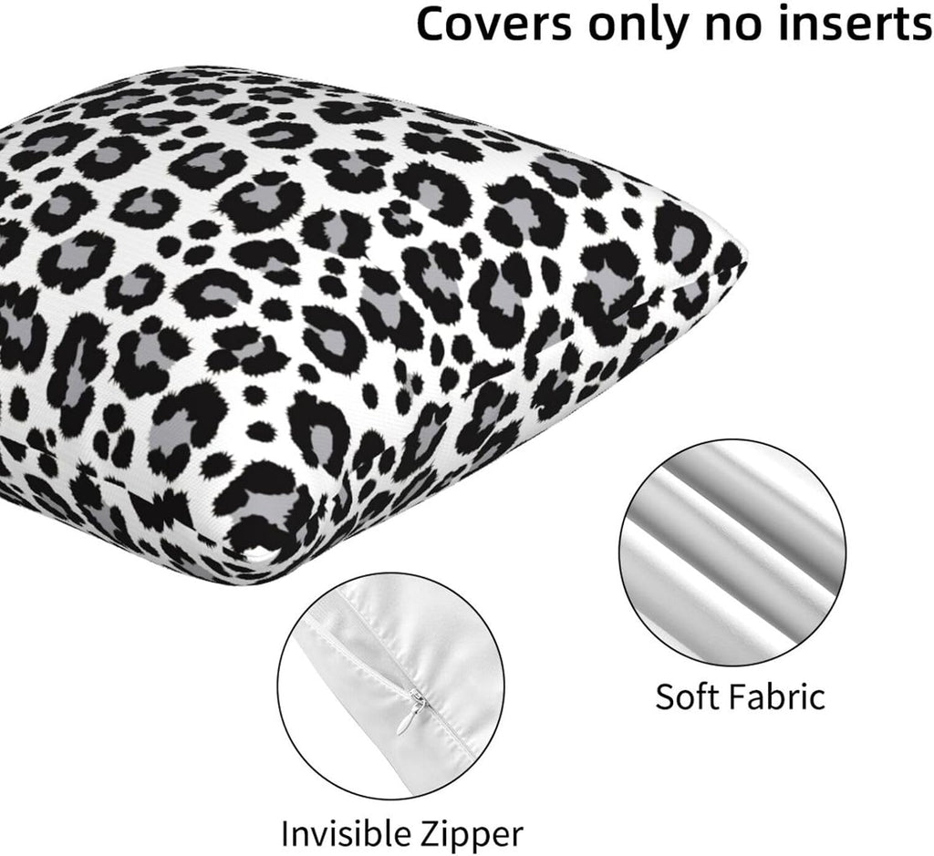 White and Grey Leopard Print Pillow Covers 18x18 in Couch Cheetah Pillow Case Sets of 2 Modern Decorative Square Throw Pillows for Home Living Room Bedroom Bed Cushion