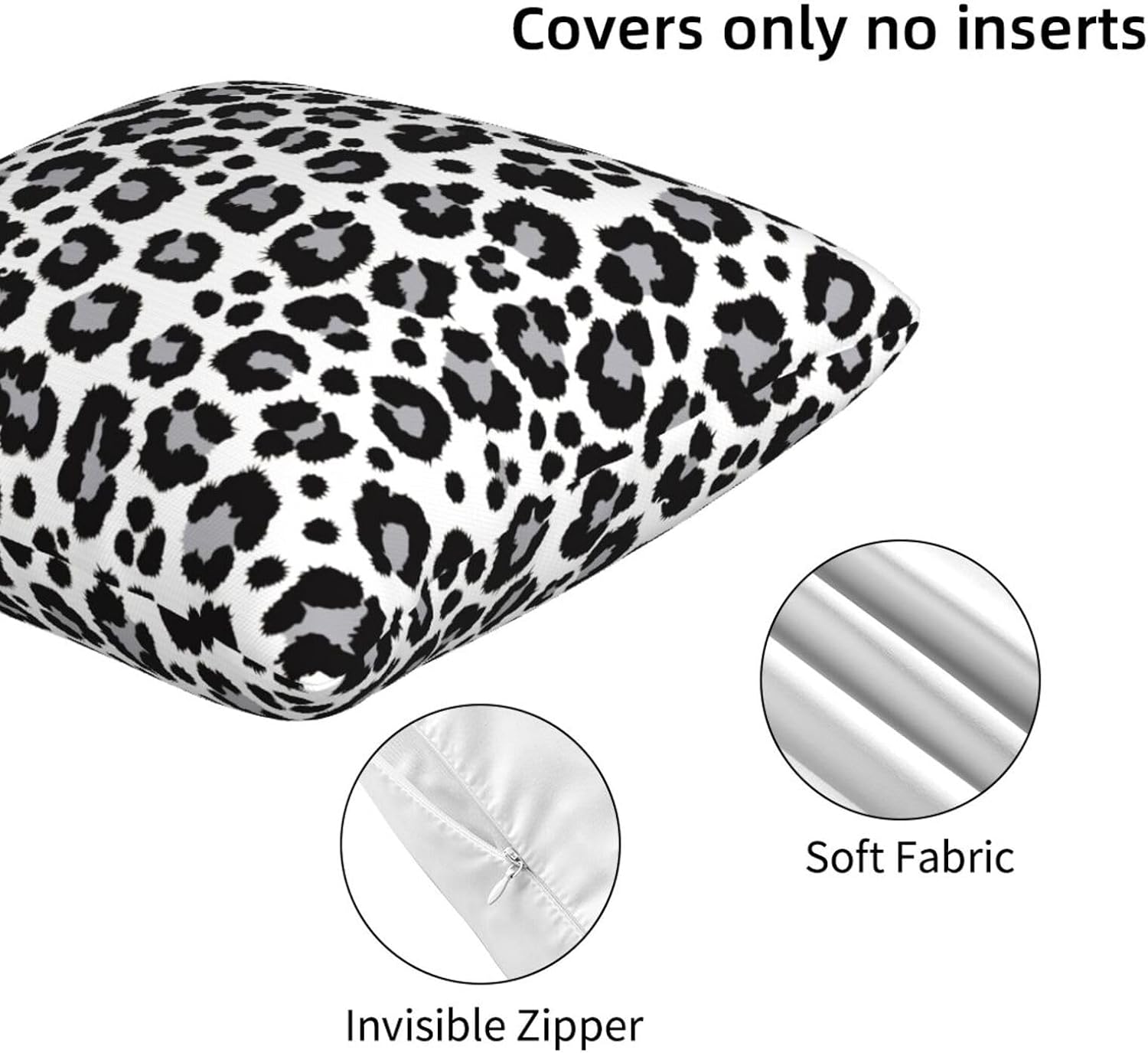 White and Grey Leopard Print Pillow Covers 18x18 in Couch Cheetah Pillow Case Sets of 2 Modern Decorative Square Throw Pillows for Home Living Room Bedroom Bed Cushion