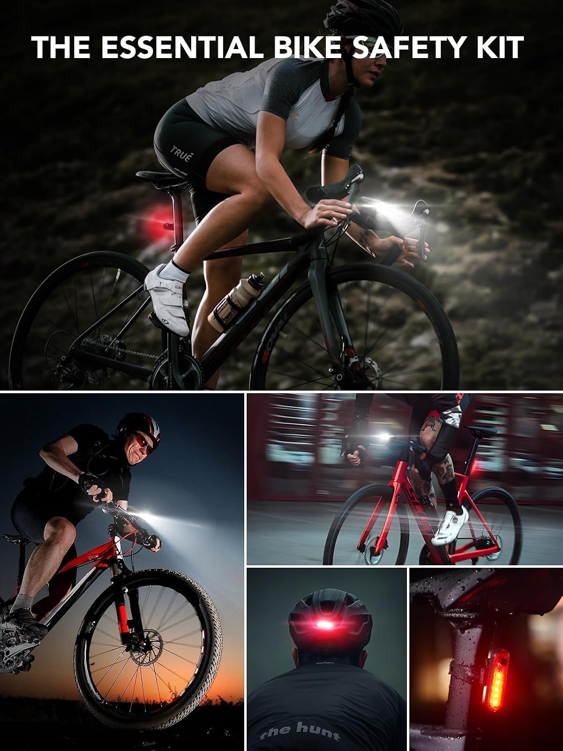 Smiling Shark Portable Bicycle Lights Set USB Rechargeable IPX6 Waterproof
