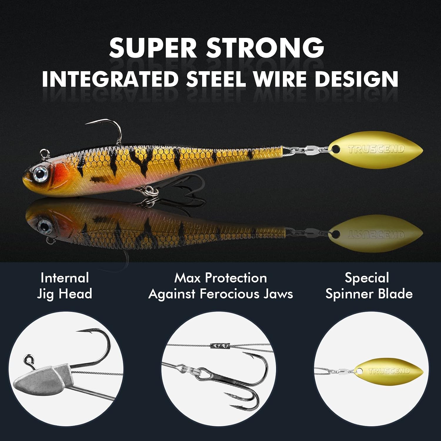 TRUSCEND Shadtale Easy Catch Soft Fishing Lures with BKK Hooks - Trembly Sinking and Vibrating Swim for More Bites, Pre-Rigged Swimbaits for Bass, Trout, Crappie, Walleye, Freshwater Saltwater Fishing