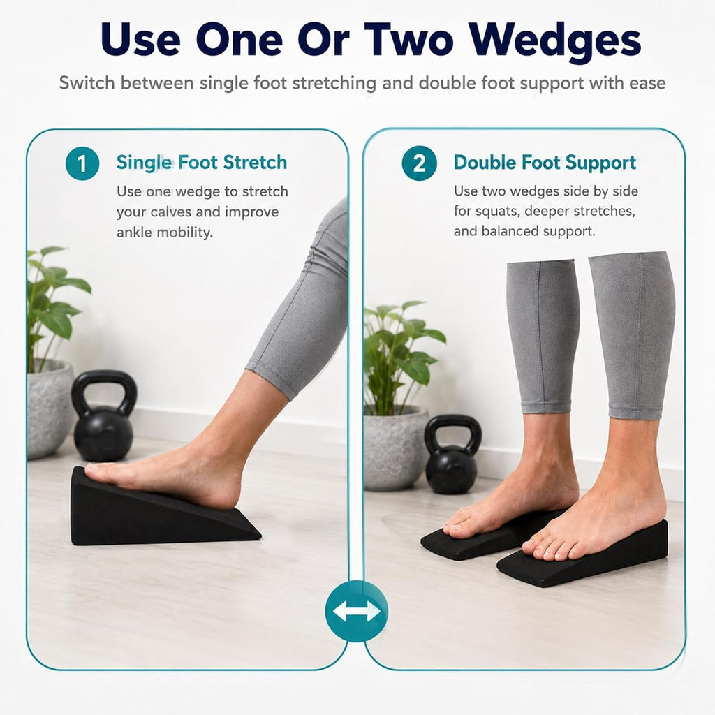 Foam Wedge Slant Board, 2 Pcs Update Squat Wedge Incline Block, 15 Degree Yoga Wedge for Squats Calf Stretching Ankle Exercise and Daily Workout
